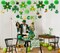 St. Patrick’s Party Supplies: 24-Piece Shamrock Hanging Decorations Set – Paper Fans, Pom Poms, Honeycombs & Lucky Banner for Ceiling & Party Decor
